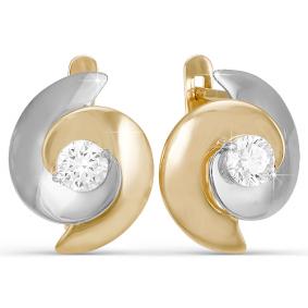 Золотые серьги КЮЗ Del'ta D122019 с фианитом D122019 фото
