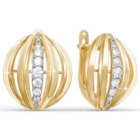 Золотые серьги КЮЗ Del'ta D122043 с фианитом D122043 фото