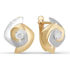 Золотые серьги КЮЗ Del'ta D122047 с фианитом D122047 фото