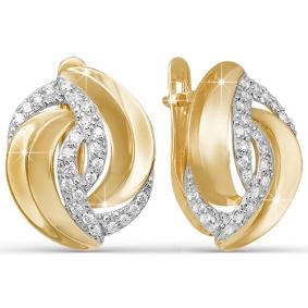 Золотые серьги КЮЗ Del'ta D122062 с фианитом D122062 фото