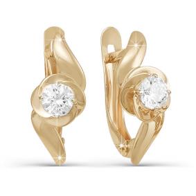 Золотые серьги КЮЗ Del'ta D122064 с фианитом D122064 фото