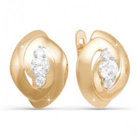 Золотые серьги КЮЗ Del'ta D122065 с фианитом D122065 фото