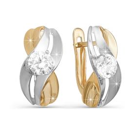 Золотые серьги КЮЗ Del'ta D122069 с фианитом D122069 фото