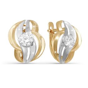 Золотые серьги КЮЗ Del'ta D122070 с фианитом D122070 фото