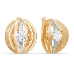 Золотые серьги КЮЗ Del'ta D122083 с фианитом D122083 фото