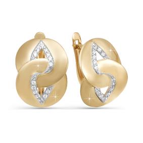 Золотые серьги КЮЗ Del'ta D122086 с фианитом D122086 фото