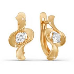Золотые серьги КЮЗ Del'ta D122145 с фианитом D122145 фото