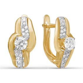 Золотые серьги КЮЗ Del'ta D122163 с фианитом D122163 фото