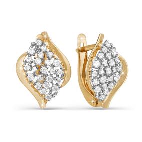 Золотые серьги КЮЗ Del'ta D122182 с фианитом D122182 фото