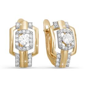 Золотые серьги КЮЗ Del'ta D122202 с фианитом D122202 фото