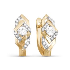 Золотые серьги КЮЗ Del'ta D122211 с фианитом D122211 фото