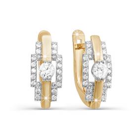 Золотые серьги КЮЗ Del'ta D122216 с фианитом D122216 фото