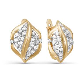 Золотые серьги КЮЗ Del'ta D122225 с фианитом D122225 фото