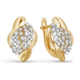 Золотые серьги КЮЗ Del'ta D122230 с фианитом D122230 фото