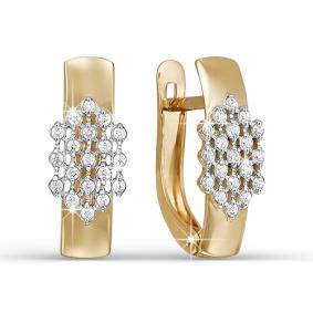 Золотые серьги КЮЗ Del'ta D122231 с фианитом D122231 фото