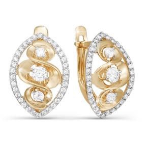 Золотые серьги КЮЗ Del'ta D122241 с фианитом D122241 фото