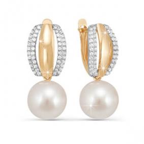 Золотые серьги КЮЗ Del'ta D122252-СР011 с фианитом D122252-СР011 фото