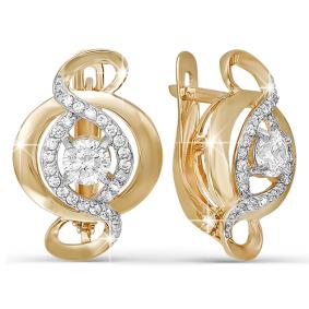 Золотые серьги КЮЗ Del'ta D122290 с фианитом D122290 фото