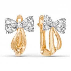 Золотые серьги КЮЗ Del'ta D122295 с фианитом D122295 фото