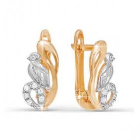 Золотые серьги КЮЗ Del'ta D122296 с фианитом D122296 фото
