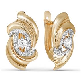 Золотые серьги КЮЗ Del'ta D122302 с фианитом D122302 фото