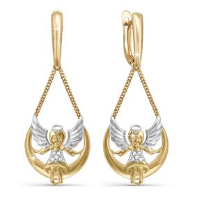 Золотые серьги КЮЗ Del'ta D122307 с фианитом D122307 фото