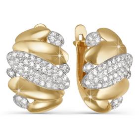 Золотые серьги КЮЗ Del'ta D122312 с фианитом D122312 фото