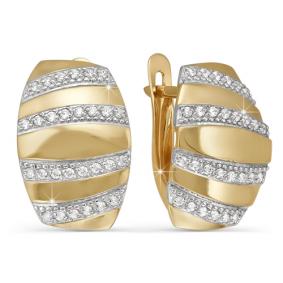 Золотые серьги КЮЗ Del'ta D122315 с фианитом D122315 фото