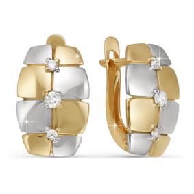 Золотые серьги КЮЗ Del'ta D122326 с фианитом D122326 фото