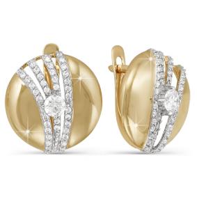 Золотые серьги КЮЗ Del'ta D122334 с фианитом D122334 фото