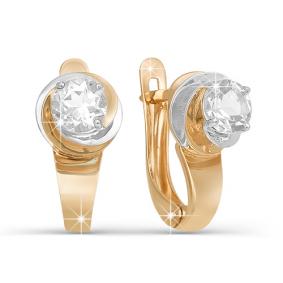 Золотые серьги КЮЗ Del'ta D122360 с фианитом D122360 фото