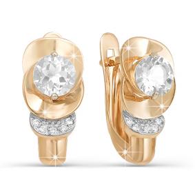 Золотые серьги КЮЗ Del'ta D122363 с фианитом D122363 фото