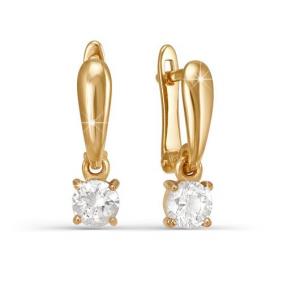 Золотые серьги КЮЗ Del'ta D122392 с фианитом D122392 фото