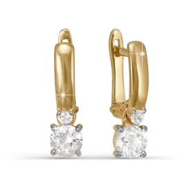 Золотые серьги КЮЗ Del'ta D122393 с фианитом D122393 фото