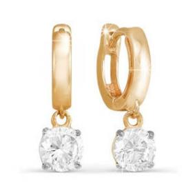 Золотые серьги КЮЗ Del'ta D122419 с фианитом D122419 фото