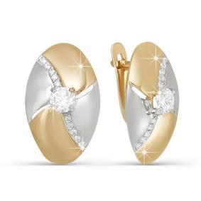 Золотые серьги КЮЗ Del'ta D122447 с фианитом D122447 фото