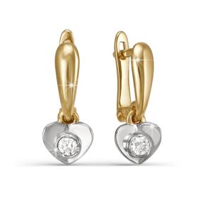 Золотые серьги КЮЗ Del'ta D122451 с фианитом D122451 фото