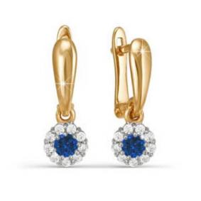 Золотые серьги КЮЗ Del'ta D122465 с фианитом и кварцем D122465 фото
