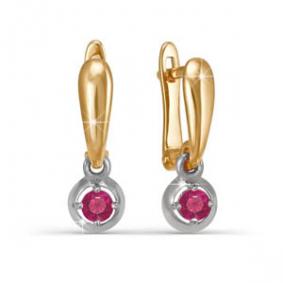 Золотые серьги КЮЗ Del'ta D122479 с фианитом D122479 фото
