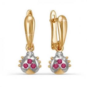 Золотые серьги КЮЗ Del'ta D122485 с кварцем D122485 фото