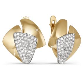 Золотые серьги КЮЗ Del'ta D122505 с фианитом D122505 фото