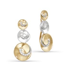 Золотые серьги КЮЗ Del'ta D122515 с фианитом D122515 фото