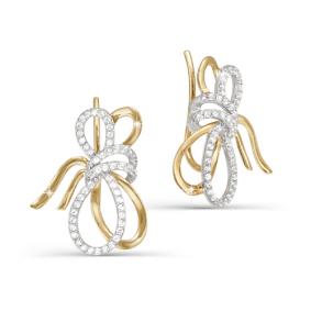 Золотые серьги КЮЗ Del'ta D122519 с фианитом D122519 фото