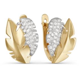 Золотые серьги КЮЗ Del'ta D122534 с фианитом D122534 фото