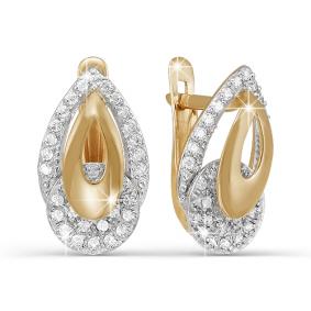 Золотые серьги КЮЗ Del'ta D122580 с фианитом D122580 фото