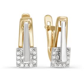 Золотые серьги КЮЗ Del'ta D122586 с фианитом D122586 фото