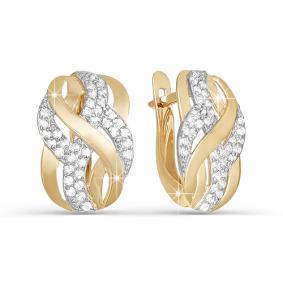 Золотые серьги КЮЗ Del'ta D122609 с фианитом D122609 фото