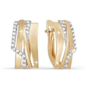 Золотые серьги КЮЗ Del'ta D122613 с фианитом D122613 фото