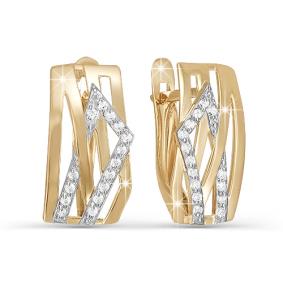 Золотые серьги КЮЗ Del'ta D122616 с фианитом D122616 фото