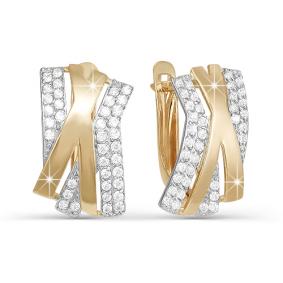 Золотые серьги КЮЗ Del'ta D122622 с фианитом D122622 фото